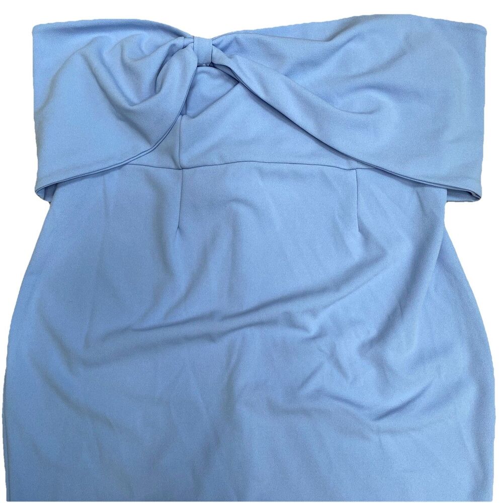 Club L London Powder Blue Alyssa Bardot Bow Maternity Midi Dress With Ruching 12 - Picture 6 of 16
